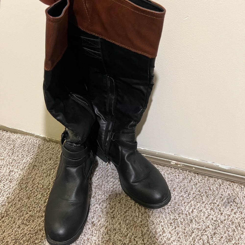 Rampage Black and Brown Heeled Boots